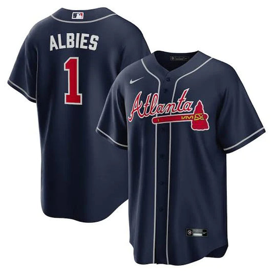 Ozzie Albies Atlanta Braves Official MLB Nike Jersey dark blue