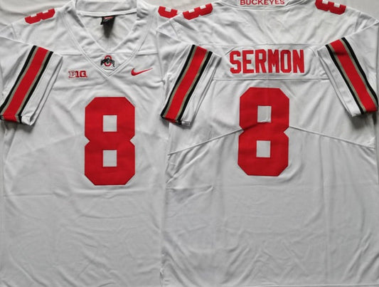 Trey Sermon Ohio State Buckeyes Jersey White NIKE